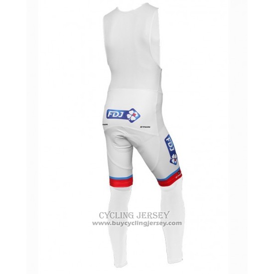 2016 Jersey FDJ Long Sleeve White And Blue